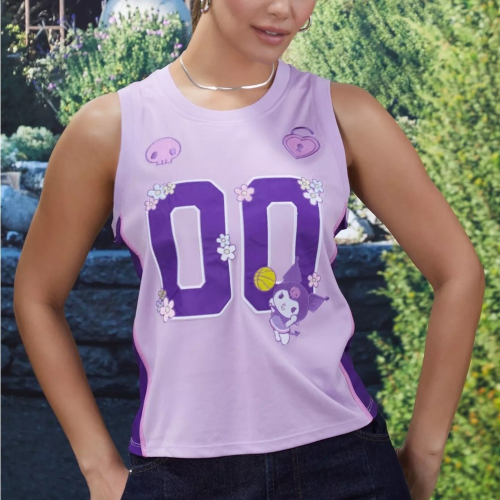 NWOT Sanrio Kuromi Embroidered Cropped Basketball Jersey — BoxLunch Exclusive